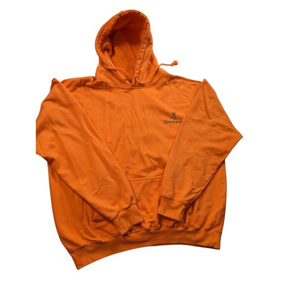 Browning Orange Hoodie Mens 2XL Hunting Sweatshirt Pullover Hiking Kangaroo - Picture 9 of 14
